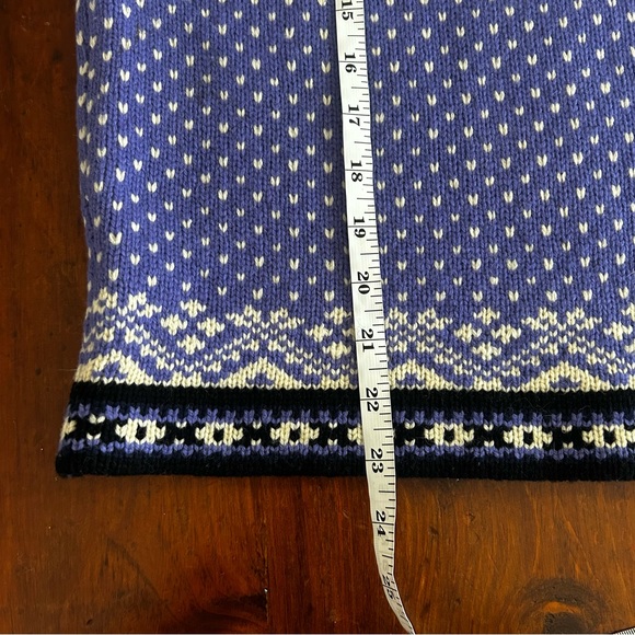 LL BEAN M Vintage Merino Wool Purple SWEATER Button Nordic Snowflake Fair Isle - Picture 10 of 13